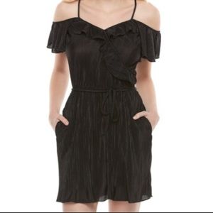 Candies Black Ribbed Cold Shoulder Dress
